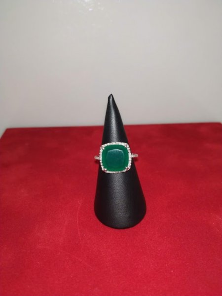 Inel onix verde si diamante
